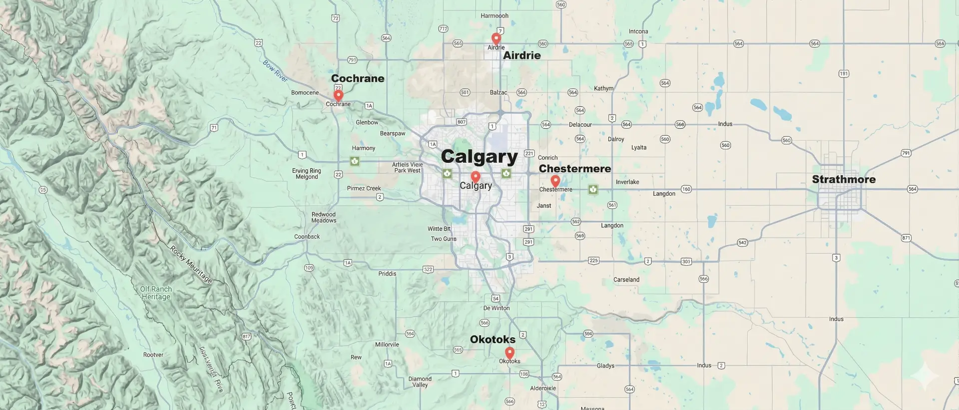 Calgary & Area Service Map
